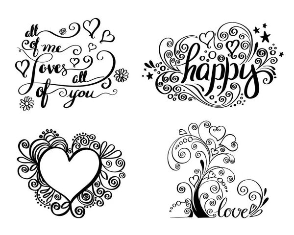 Hand lettering set for love card. — Stock Vector