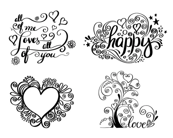 Hand belettering set voor liefde kaart. — Stockvector