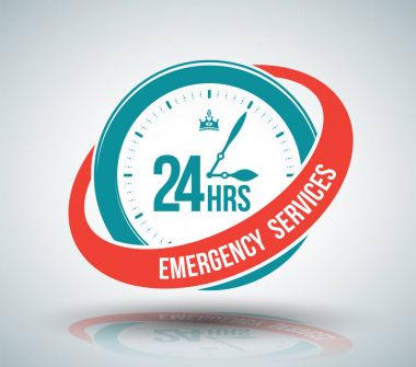 24 saat hizmet afiş. Vektör çizim.