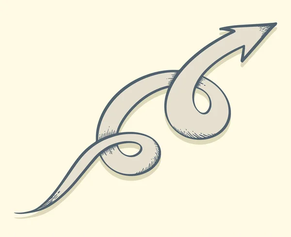 Twist nakreslená šipka nahoru. — Stockový vektor