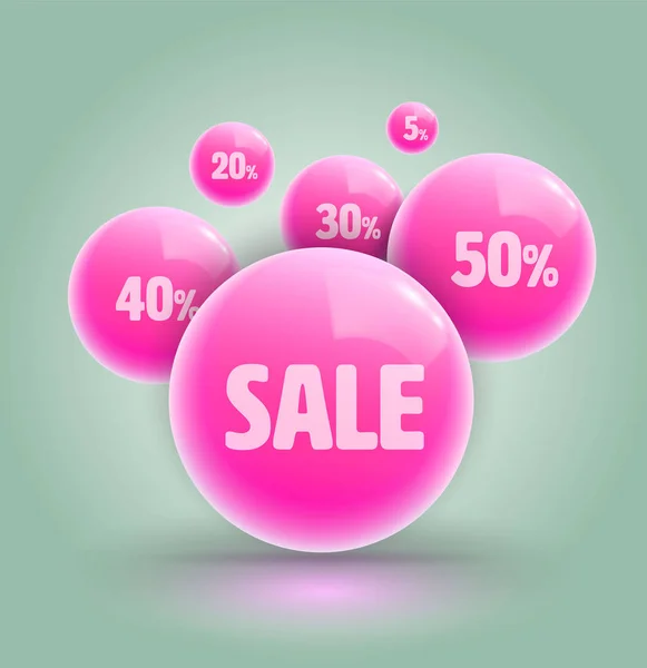 Pink ball group for sale promotion advertising. — Stock Vector