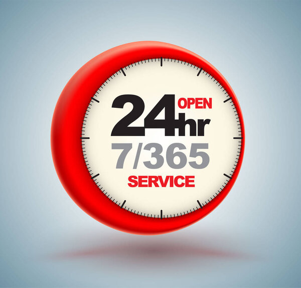 24hr services with clock 