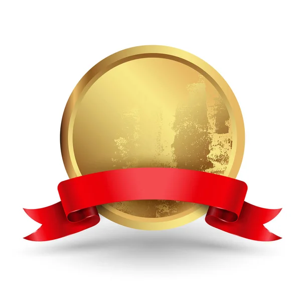 Badge circle with red ribbon — Stock Vector