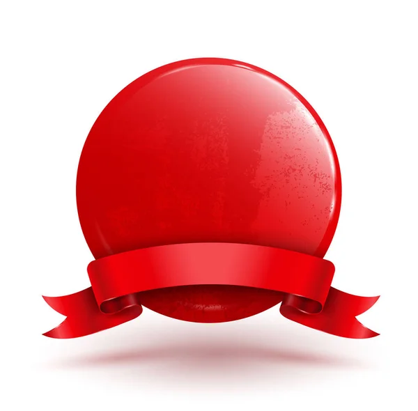 Cercle d'insigne avec ruban rouge . — Image vectorielle