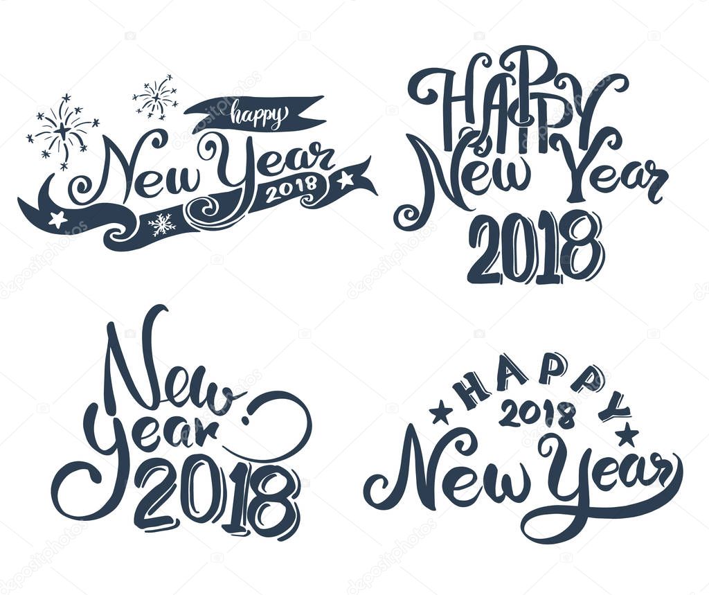 Happy New Year 2018 hand lettering 