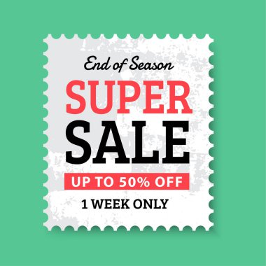 End of season super sale stamp.  clipart