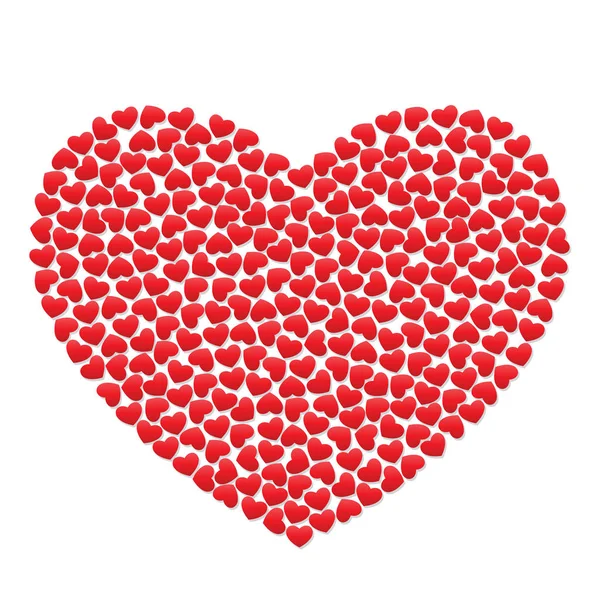 Gran corazón con pequeños corazones rojos . — Vector de stock