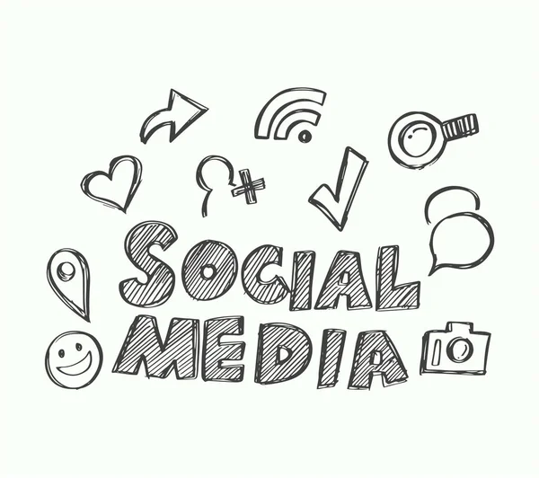 Social Media ikonok, doodle stílus. — Stock Vector
