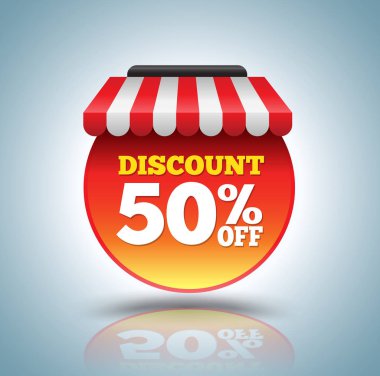 Mağaza tente ile retro bayrak. 