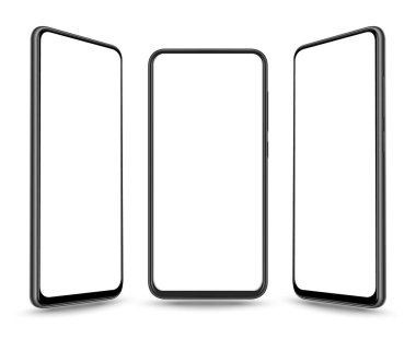 Mobil ekranda kolay yer tanıtımı için akıllı telefon modeli. Teknoloji iletişimi ve uygulamaları için vektör illüstrasyon nesnesi.