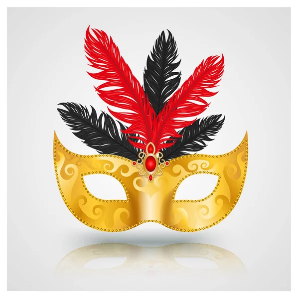 Máscara Carnaval Com Ilustração Vetorial Penas — Vetor de Stock