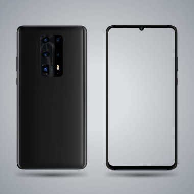 Mobil ekranda kolay yer tanıtımı için akıllı telefon modeli. Teknoloji iletişimi ve uygulamaları için vektör illüstrasyon nesnesi.