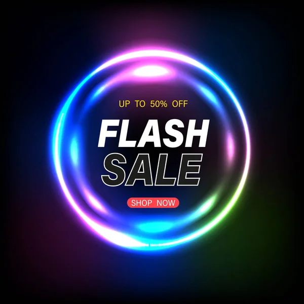 Flash Prodej Banner Světlo Tmavém Pozadí Pro Reklamu Prvek Propagace — Stockový vektor