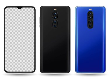 Mobil ekranda kolay yer tanıtımı için akıllı telefon modeli. Teknoloji iletişimi ve uygulamaları için vektör illüstrasyon nesnesi.