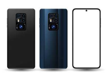 Mobil ekranda kolay yer tanıtımı için akıllı telefon modeli. Teknoloji iletişimi ve uygulamaları için vektör illüstrasyon nesnesi.