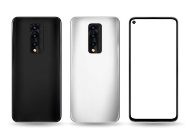 Mobil ekranda kolay yer tanıtımı için akıllı telefon modeli. Teknoloji iletişimi ve uygulamaları için vektör illüstrasyon nesnesi.