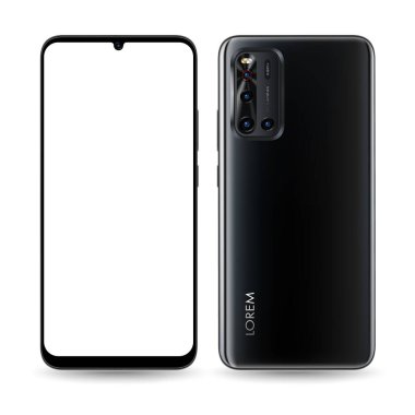 Mobil ekranda kolay yer tanıtımı için akıllı telefon modeli. Teknoloji iletişimi ve uygulamaları için vektör illüstrasyon nesnesi.