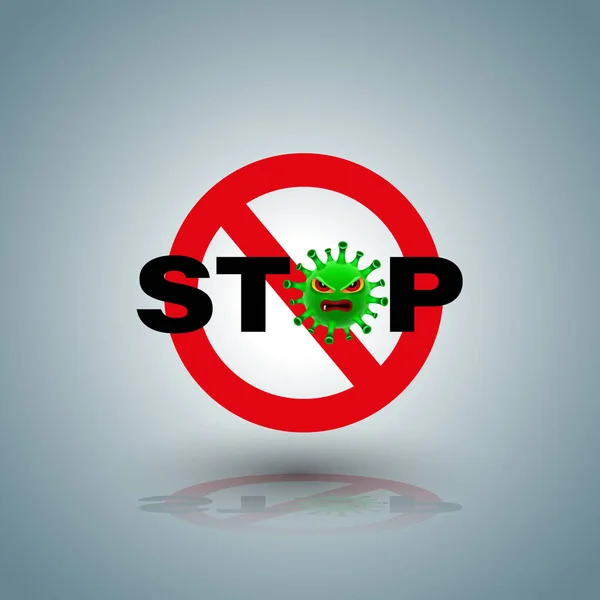 キャンペーンのためのCovid 19文字でシンボルを停止するコロナウイルス — ストックベクタ