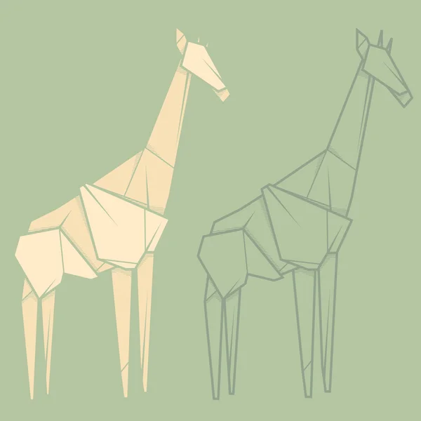 Set illustration paper origami of giraffe. — Stockový vektor