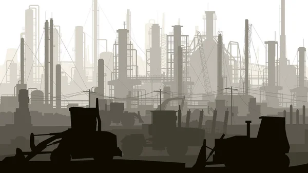 Ilustração horizontal parte industrial da cidade . — Vetor de Stock