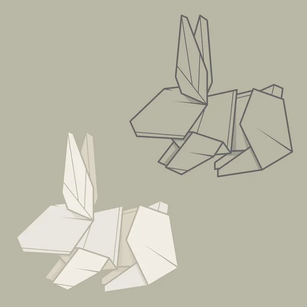 Set illustration papier origami de lapin . — Image vectorielle