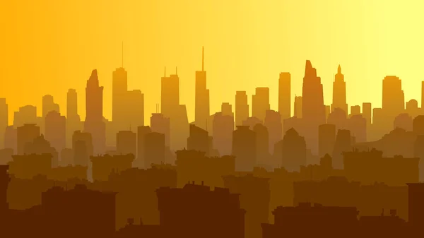 Horizontale Darstellung der Großstadt mit Hausdächern und Himmel — Stockvektor