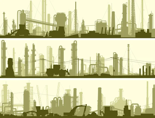 Banderas horizontales zona industrial de la ciudad . — Vector de stock