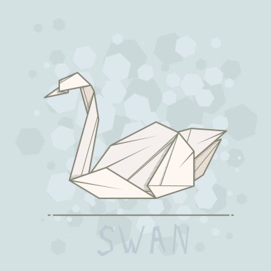 Vektör çizim kağıt origami Kuğu.
