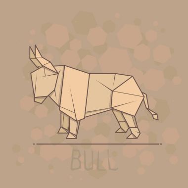 Vektör çizim kağıt origami boğa.