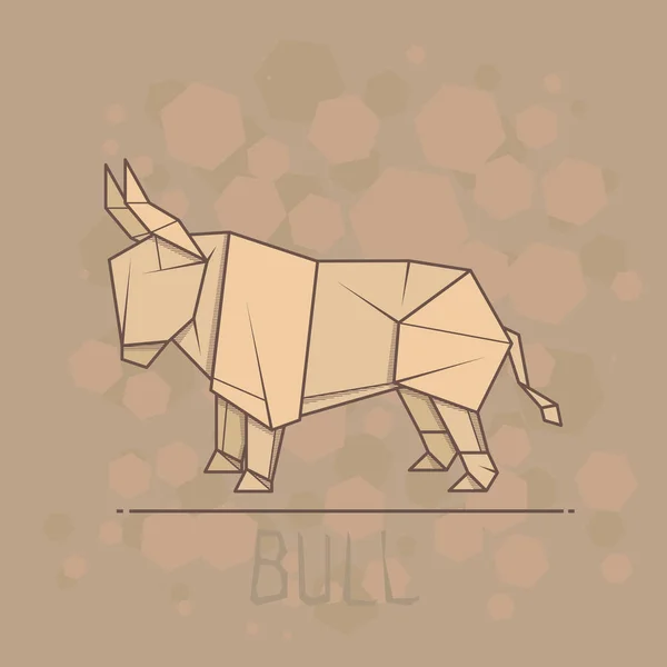 Vektoros illusztráció papír origami bika. — Stock Vector