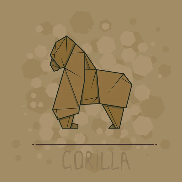 Papel de ilustración vectorial origami de gorila . — Vector de stock