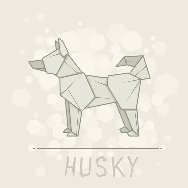 Vektorové ilustrace papíru origami husky. — Stockový vektor