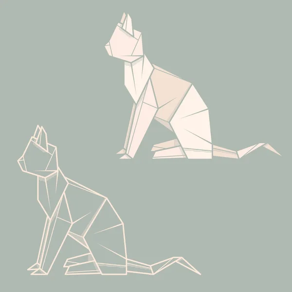 设置图纸折纸的猫. — 图库矢量图片