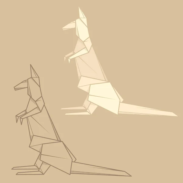 Conjunto ilustração origami papel de canguru . — Vetor de Stock