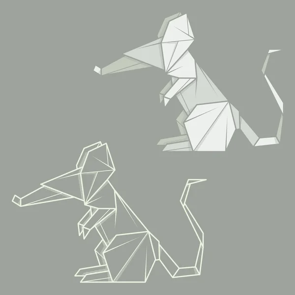 Instellen van afbeelding papieren origami van muis. — Stockvector