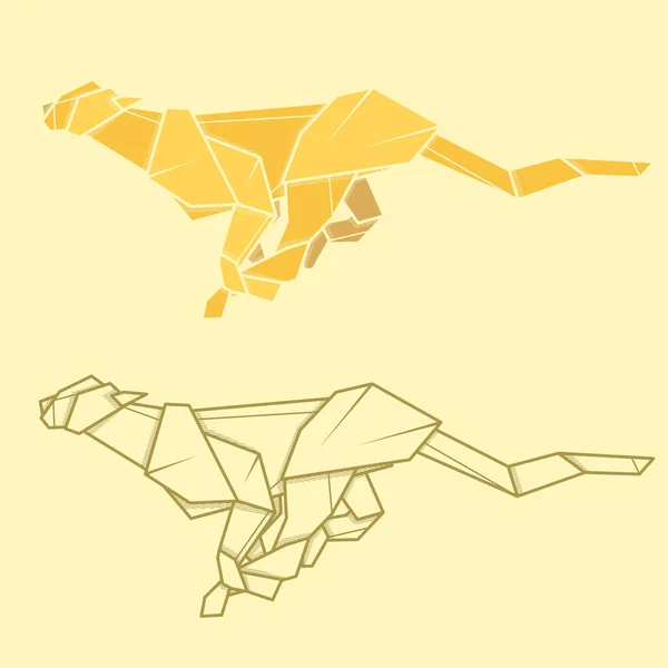Набор иллюстрационных бумажных оригами гепарда . — стоковый вектор