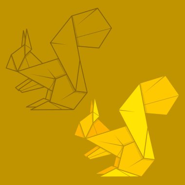 Çizim kağıt origami sincap ayarla.