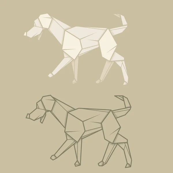 Set illustration papier origami de labrador . — Image vectorielle