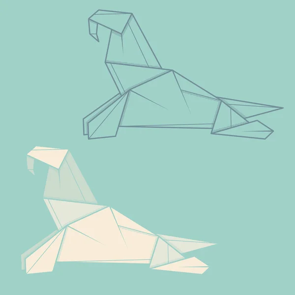 Набор иллюстрационных бумажных оригами из моржа . — стоковый вектор
