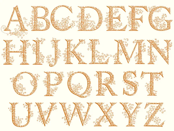 Vintage File (çiçek) alfabe yazı tipi.
