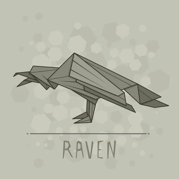 Papel de ilustración vectorial origami de cuervo . — Vector de stock