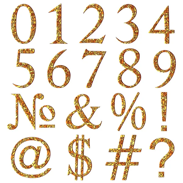 Vintage yellow mosaic numeric figures. — Stock Vector