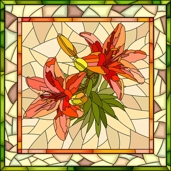Векторная иллюстрация цветочных красных лилий . — стоковый вектор