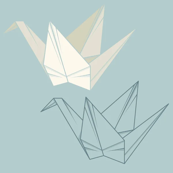 Set illustrazione origami di carta della gru . — Vettoriale Stock