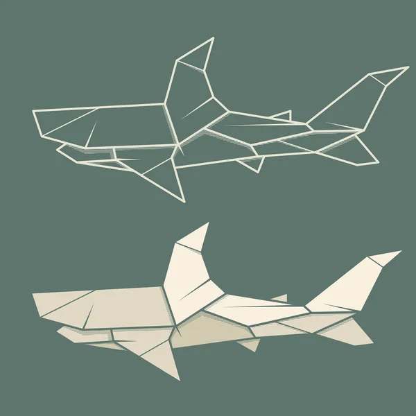 Nastavit obrázek papír origami Shark. — Stockový vektor