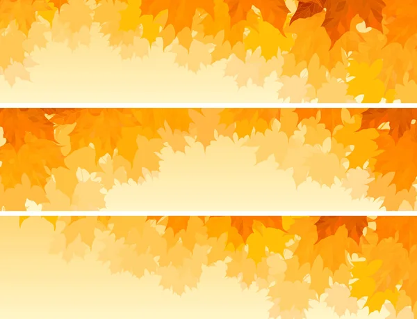Horizontal banners of orange maple tree crown. — Stock Vector