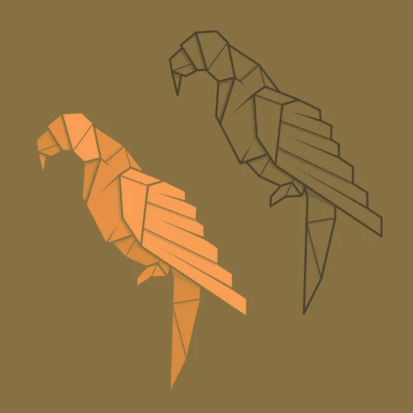 Ange illustration papper origami av papegoja. — Stock vektor