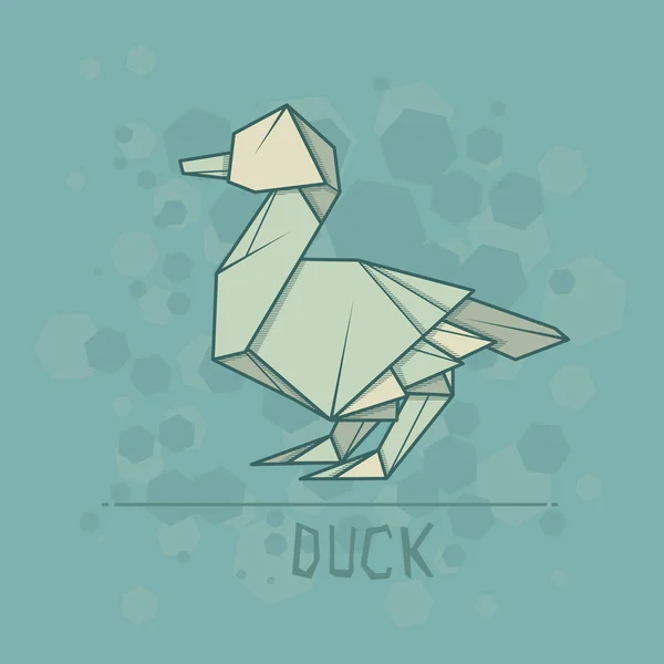 Vector illustration paper origami of duck. — Stock Vector