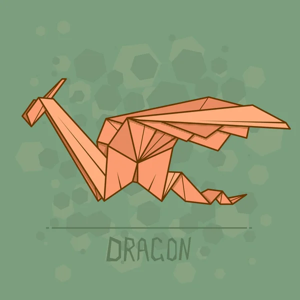 Origami carta illustrazione vettoriale del drago . — Vettoriale Stock