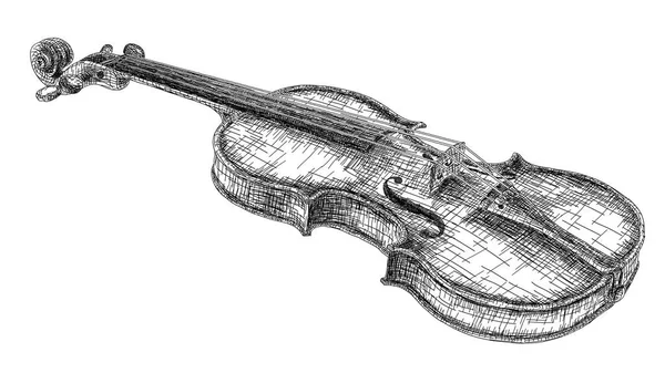 Dibujo de ilustración vectorial de violín . — Vector de stock